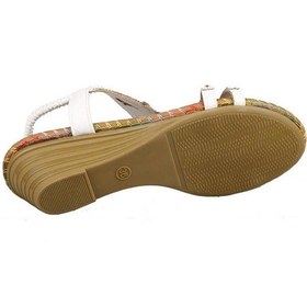 Resim Guja 25y151-6 Kadın Taşlı Dolgu Topuklu Lastikli Comfort Sandalet Beyaz Siyah 