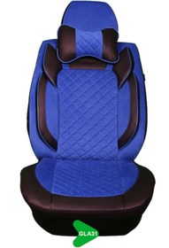 Resim K-Design GALA MODEL TAYTÜYÜ PAPYONLU KOLTUK KILIFI SİYAH-MAVİ GLA31 