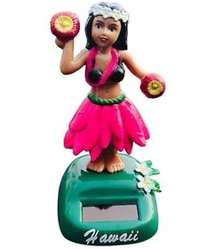 Resim 2xhawaii Kız Araba Gösterge Paneli Süsü Ofis Masası Bobblehead Güneş Enerjili Oyuncak B-pembe 