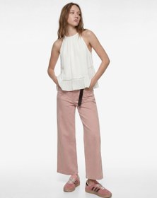 Resim Yüksek Bel Rahat Kalıp Cep Detaylı Geniş Paça Pantolon - Culotte Jeans 