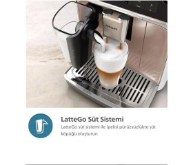 Resim Philips 5500 Serisi Lattego Tam Otomatik Espresso Makinesi - Silentbrew - 20 Sıcak Soğuk Içecek + 2kg Çekirdek Kahve 
