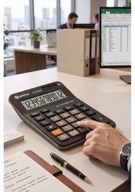 Resim Hesap Makinesi Siyah 10.5x14.5 Cm 1 Adet Galaxy Gx-3866b 12 Haneli Orta Boy Okul Ofis Büro Hesap Makinası 