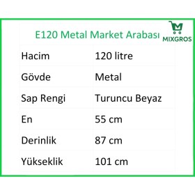 Resim E120 Metal Market Alışveriş Arabası 120 Litre 