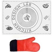 Resim Kitchen Design Lab 45x65 CM Silikon Hamur Açma Matı Ve Kırmızı Silikon Yanmaz Mutfak Fırın Eldiveni 2'li Set Beyaz 