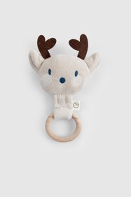 Resim Ahşap Saplı Diş Kaşıyıcı ve Krem Çıngırak Geyik - Krem / One Size 