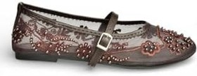 Resim Fox SHOES Y726330115 Kahverengi File İnci Detaylı File Kadın Babet, 37 