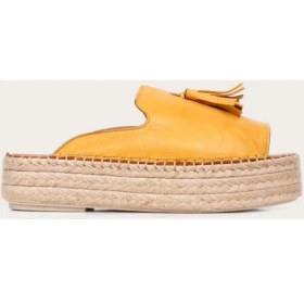 Resim Bueno Shoes Deri Sarı Kadın Dolgu Topuklu Terlik 