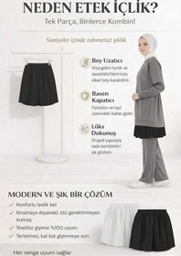 Resim Modabenna Tesettür Siyah Kaliteli Krep Içlik Kurtarıcı Uzatıcı Etek Likralı Yırtmaç Yarım Gömlek 