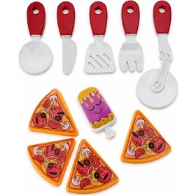 Resim Oyuncak Pizza Seti Kesilebilir Pizza Dilimleri Ve Mutfak Aksesuarları 