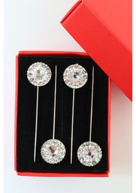 Resim 4 Lü Oval Ekru Taşlı Eşarp İğnesi. Şal İğnesi. Türban İğnesi. Başörtü İğnesi. Eşarp Ve Şal İğnesi. Gümüş 