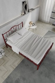 Resim ARGİMO Orkide Tek Kişilik Ferforje Metal Karyola Bordo 