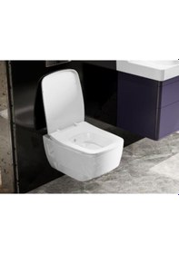 Resim Turkuaz Yeni Mona Rimless Asma Klozet Ve Yeni Mona Slim Yavaş Kapanan Pp Kapak Beyaz 