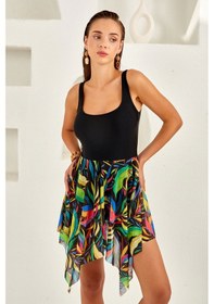 Resim Lapieno 4120 Tül Detaylı Elbise Mayo Renkli 