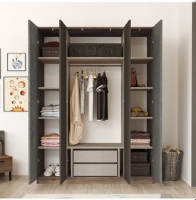 Resim Robinhome Robin Home Nelson 4 Kapaklı Çekmeceli Aynalı Gardırop Elbise Dola 