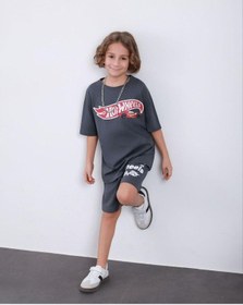 Resim Cg Kids Hot Wheells Erkek Çocuk Tshirt&şort Alt Üst Takım Sırt Baskı Detaylı Gri 