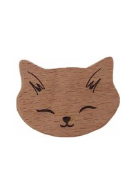 Resim Özene Bezene Emzik Zinciri Ahşap Kedi Figürlü Boncuk 