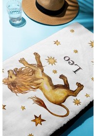 Resim Dijital Baskı Plaj Deniz Havlusu Aslan Burcu Desenli Peştamal Hvl0035 Renkli 