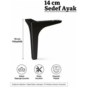 Resim Sedef 14 Cm Siyah Mobilya Kanepe Sehpa Tv Ünitesi Koltuk Ve Konsol Ayağı Siyah 