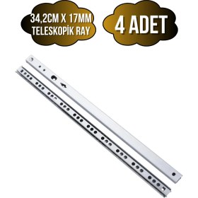 Resim DS Yapı Teleskobik 17MM Çekmece Rayı Gömme Bilyeli Ince RAY(17MM)(TAKIM)(KROM) 