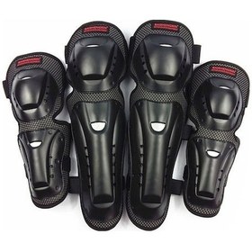 Resim Geeroyoo Motorsiklet Diz Ve Dirsek Koruyucu Seti - 4 Parça Bisiklet Koruması Siyah 