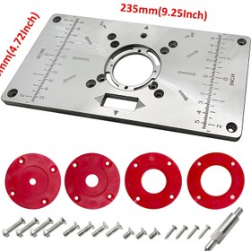 Resim Router Table Insert Plate Table, Alüminyum Alaşımlı Ahşap İşleme Tezgahları Router Plakası Ahşap Araçlarla 4 Halka ve Çok Fonksiyonlu Ahşap Plaka Makinesi Gravür için Tablo Testereleri ile 