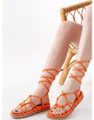 Resim 1001-1001 Orange Bilekten Bağcıklı Kadın Sandalet Orange 