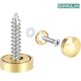Resim 8 adet pirinç/parlak gümüş parlatılmış paslanmaz çelik ayna kapak çivileri, çap 12/16/18/22mm, pürüzsüz sap, yuvarlak baş, tabela sabitleme, endüstriyel ve bilimsel donanım için kullanılır (8 kapak + 8 çivi) 