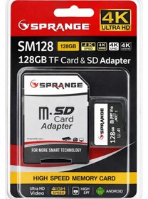 Resim Sprange Sm128 High Speed 4k Ultra Hd 128gb Tf Kart & Sd Adaptör 