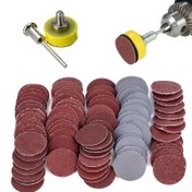 Resim 100 adet 1 İnç Zımpara Disk Seti, 1/4 İnç Saplı Zımpara Pedleri, 100-3000 Mesh Freze Polisaj Seti, Döner Aletler için Uygundur 