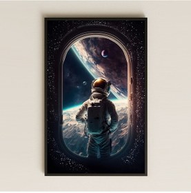 Resim Uzay Penceresinden Bakan Astronot Temalı Pleksi Tablo - Derin Kozmik Manzara 
