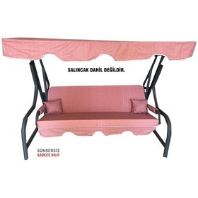 Resim 3 Kişilik Salıncak Minderi Süngersiz Kılıfı Gül Kurusu Bahçe Mind 