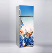 Resim Jasmin2020 Mavi Çiçekler Desenli Buzdolabı Kaplama Sticker Etiketi 