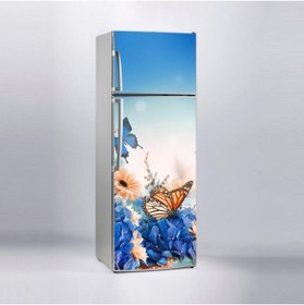 Resim Jasmin2020 Mavi Çiçekler Desenli Buzdolabı Kaplama Sticker Etiketi 