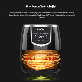 Resim RossClean Cook Fresh 5,5l Dijital Airfryer Fritöz 