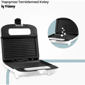 Resim Goldmaster Milk 750W Isınmaya Dayanıklı Tost ve Izgara Makinesi Beyaz In 64078698758837720 