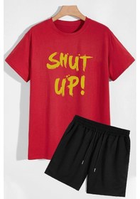 Resim Uyguntarz Shut Up Şort T-shirt Eşofman Takımı Kırmızı 