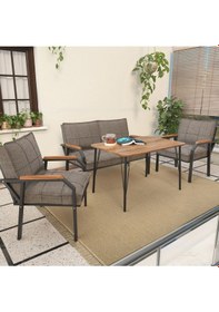Resim Mygusi Hayal Balkon, Bahçe, Cafe, Teras - Metal Kanepe Koltuk Takımı - 2+1+1 Masali Cappucino 