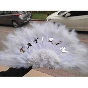 Resim kına dükkanı Isme Özel Tüylü Yelpaze 55 Cm 