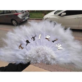 Resim kına dükkanı Isme Özel Tüylü Yelpaze 55 Cm 