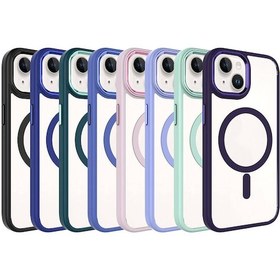 Resim Apple Uyumlu iPhone 15 Plus Wireless Şarj Özellikli Uzrm Krom Magsafe Silikon Kılıf-yeşil Yeşil 