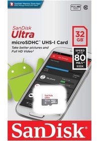 Resim Sandisk Ultra 32Gb 80Mb/S Microsdhc Hafıza Kartı 