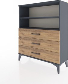 Resim Arges Şifonyer 2 Raflı 3 Çekmeceli 88x30x106 Antrasit-çam Antrasit 