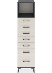 Resim Hyperion Dolap Tek Raflı 7 Çekmeceli 44x44x182 Antrasit-aytaşı Antrasit 