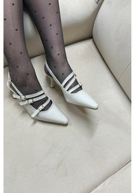 Resim Günlük Kadın Sivri Burunlu Ayarlanabilir Tokalı İnce Topuklu 901 001 