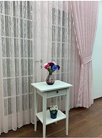 Resim Kendinden Desenli Etek Ucu Desenli Tül Perde, 500x260, Seyrek Pile, 1/2 