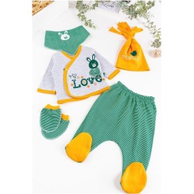 Resim Babymod Tavşan Figürlü 5 Parça Bebek Hastane Çıkışı Bebek Takımı 