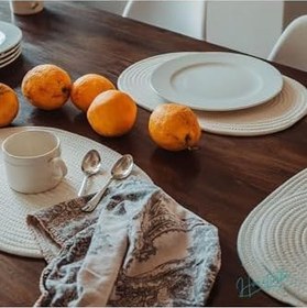 Resim Jüt, Hasır, Amerikan Servis Oval Supla, Masa Düzenleyicisi, Servis Takımı, Hediyeli BEYAZ 