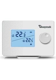 Resim Baymak Kablosuz Oda Termostatı - 0,5°C Hassasiyet, Mekanik Kontrol, Logi S, Dijital Ekran ve On/Off Kontrol 