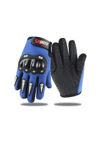 Resim Çocuklar İçin Tam Korumalı Mavi Renkli Scooter Bisiklet Eldiveni 