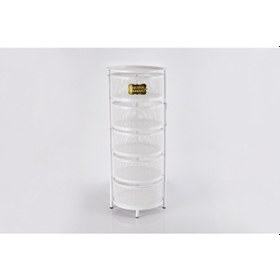 Resim 5 Katlı Metal Açılır Kapanır Paslanmaz Sebzelik Beyaz 